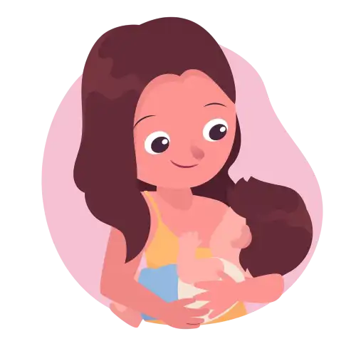 Illustration of a happy mother breastfeeding her child