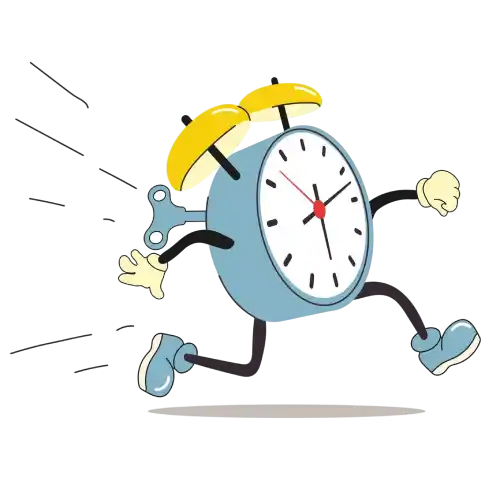 Illustration of a retro alarm clock running as if the time is running out