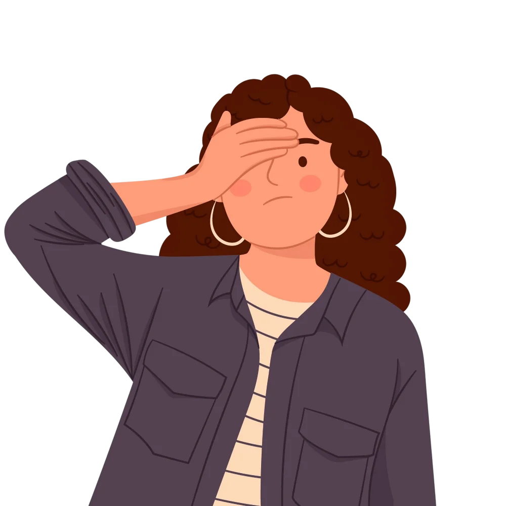 Illustration showing a woman covering one eye to do a self test and exclude the possibility of a stroke.