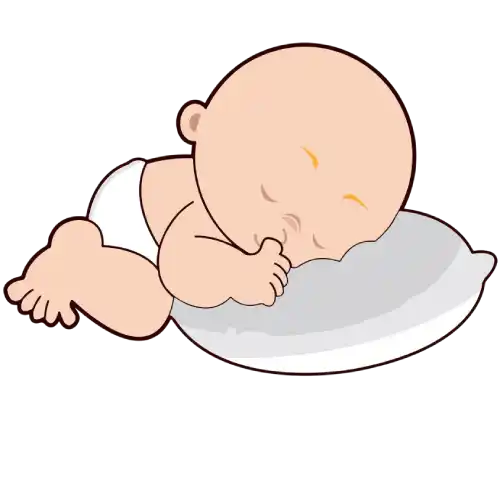 Illustration of a baby sleeping with a thumb in their mouth, symbolizing thumb sucking.
