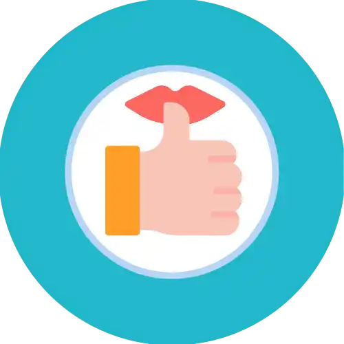 Illustration of a sign with a thumb and a mouth behind it, symbolizing thumb sucking.